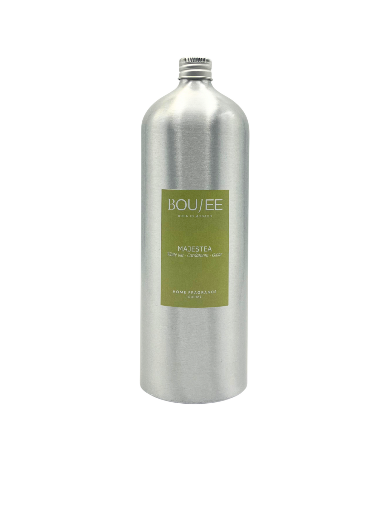 BOUJEE MONACO Majestea XL Refill in brushed aluminium, a refined choice for those who love soft, serene, and sophisticated home fragrance.