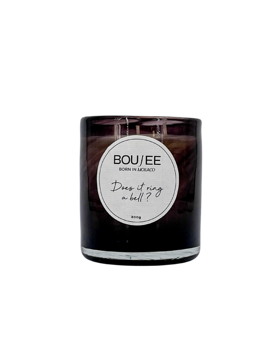 "Does It Ring a Bell?" candle by BOUJEE, featuring a delicate floral blend of Lily of the Valley, Rose, and Jasmine.