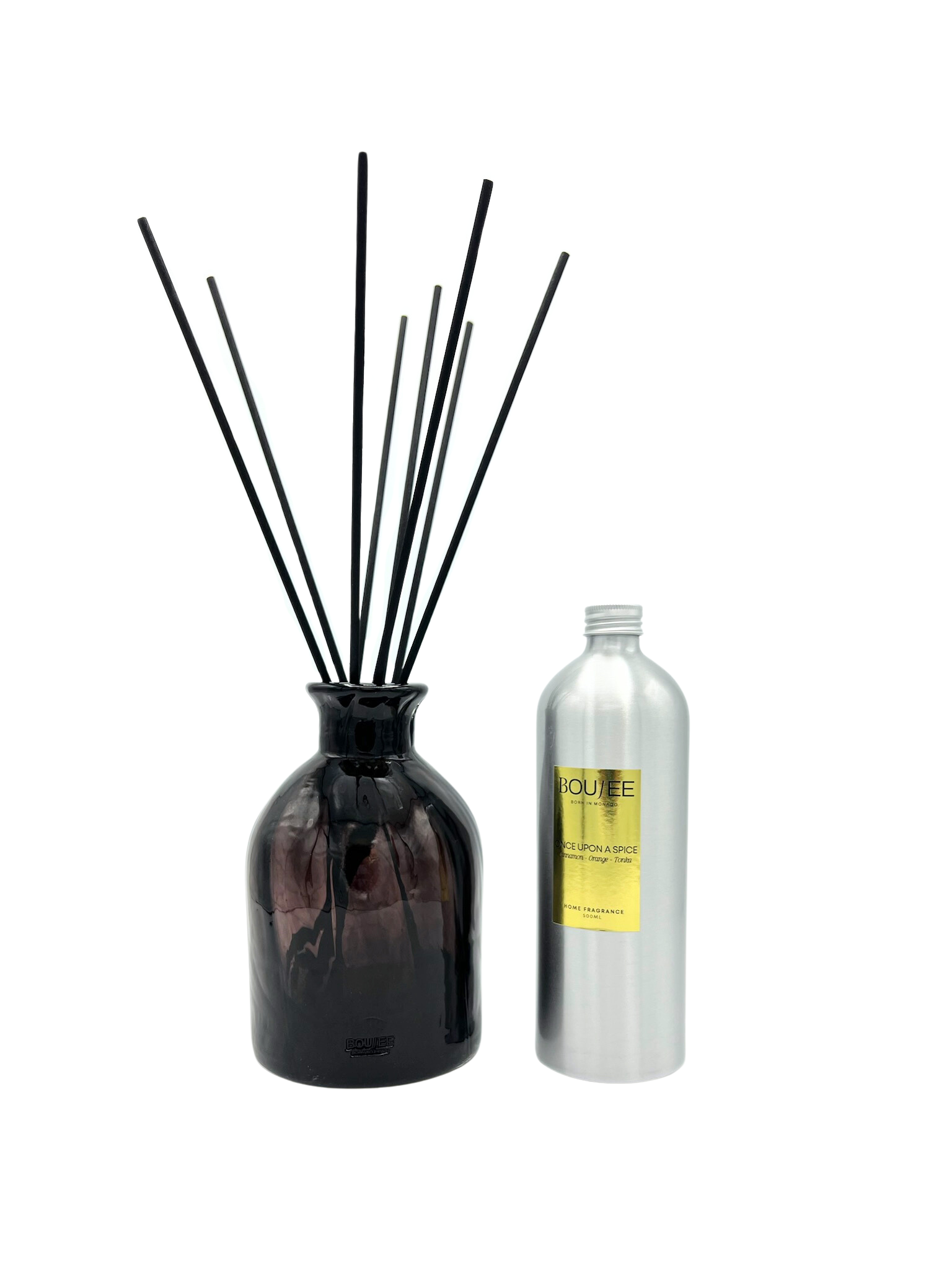 A luxurious reed diffuser from BOUJEE MONACO, elegantly crafted to fill your space with a warm and festive aroma, perfect for the winter season.