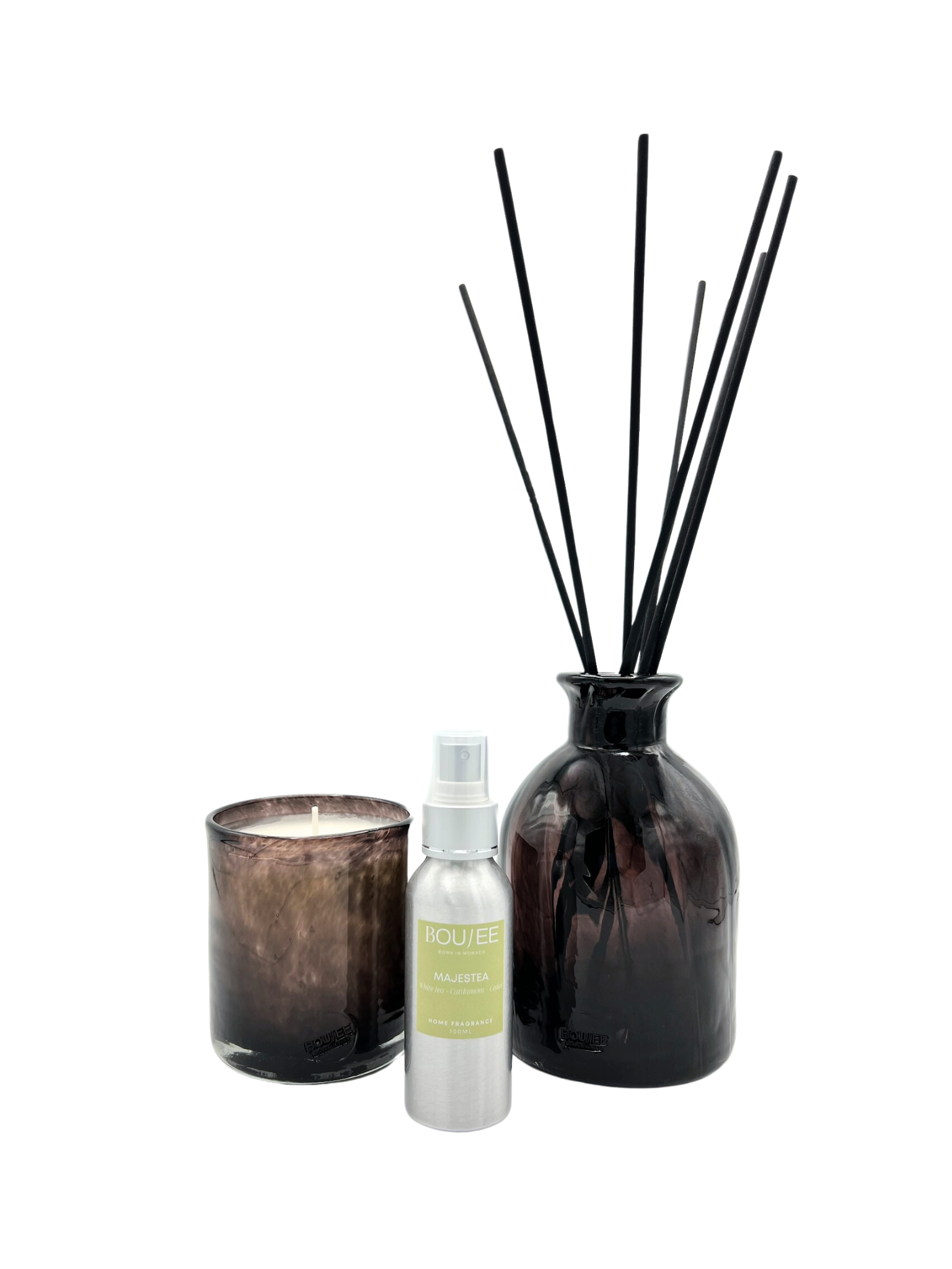 Majestea Bundle by BOUJEE featuring the elegant fragrance of White Tea, Cardamom, and Cedar.